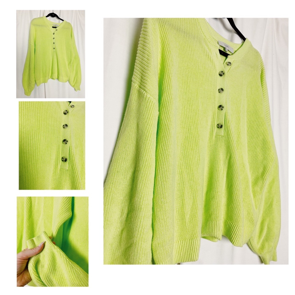 LOFT Lime Green Pullover Knit Sweater in size S